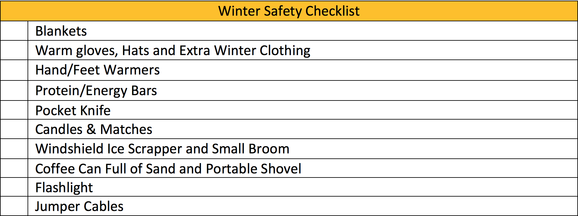 Winter Safety Checklist